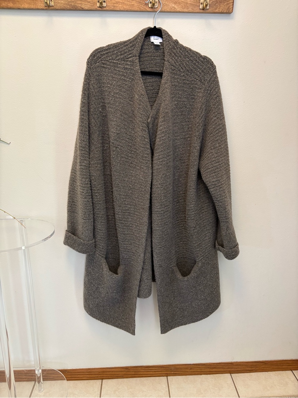 Old Navy Taupe Open-Front Knit Cardigan